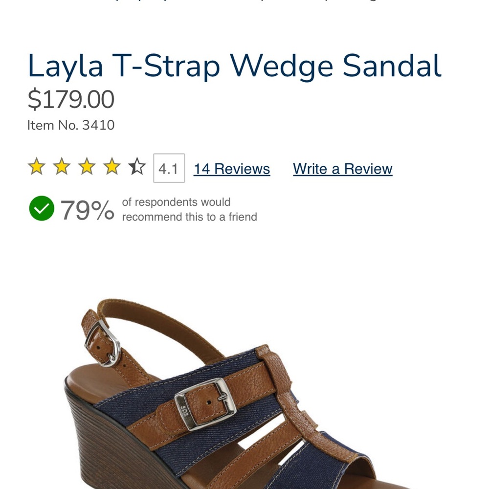 Elegant T-Strap Wedge Sandal - Navy and Tan